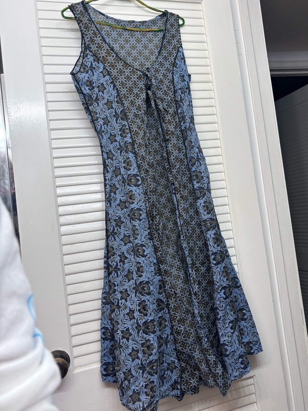 PAUL ROPP Blue and Brown Boho Sleeveless Floral Duster size M